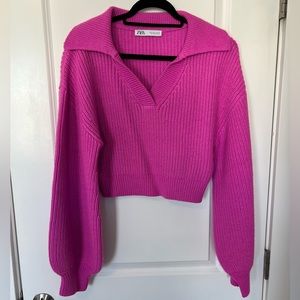 Zara Pink Cropped Sweater